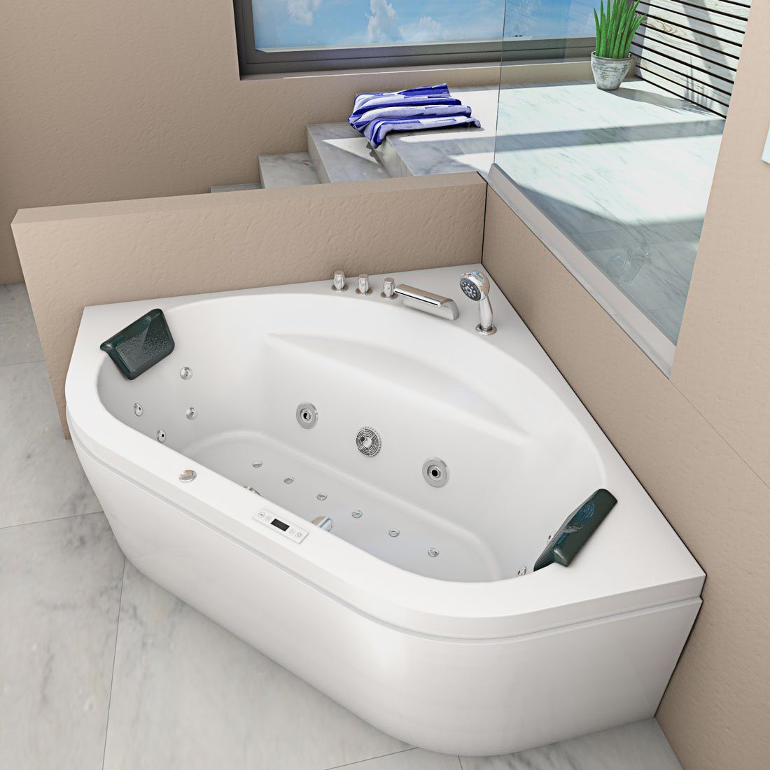 AcquaVapore Whirlpool-Badewanne Whirlpool Badewanne Eckwanne W20H-ALL 140x140cm