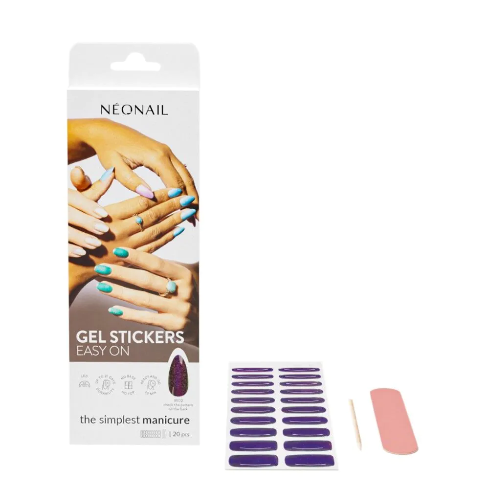 Adesivos de gel Neonail Easy On M02 Hybrid, 20 unidades
