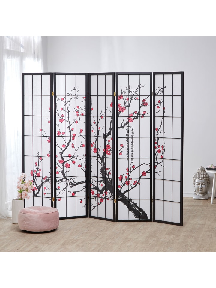 Homestyle4u 5-tlg. Paravent in Schwarz 220x179 günstig kaufen onesize