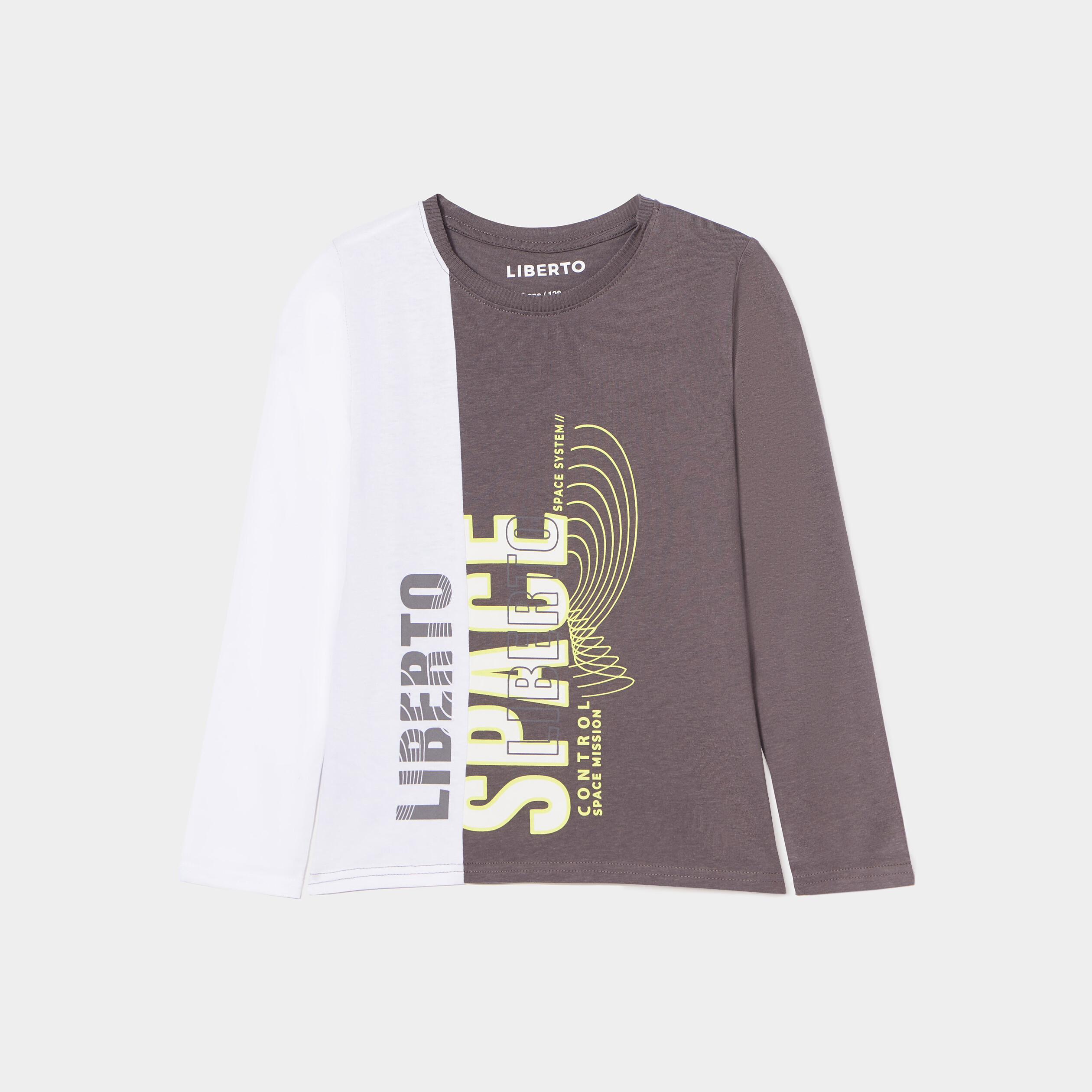 T-shirt col rond manches longues Liberto gris foncé garçon | La Halle