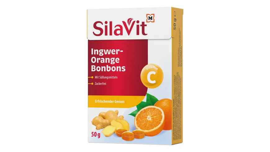 SilaVit Ingwer Orange Bonbons Zuckerfrei 50 g