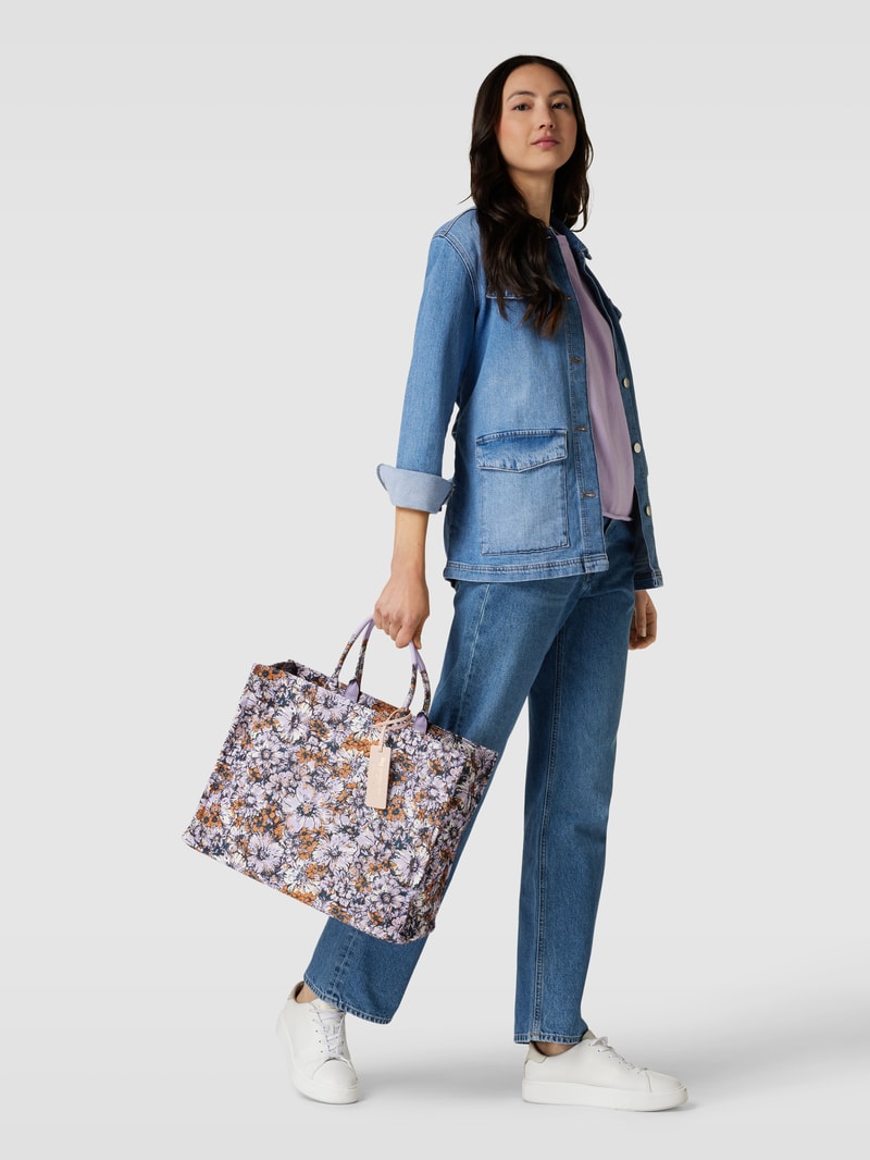 Tote Bag mit Allover-Muster Modell 'NEVER' in flieder