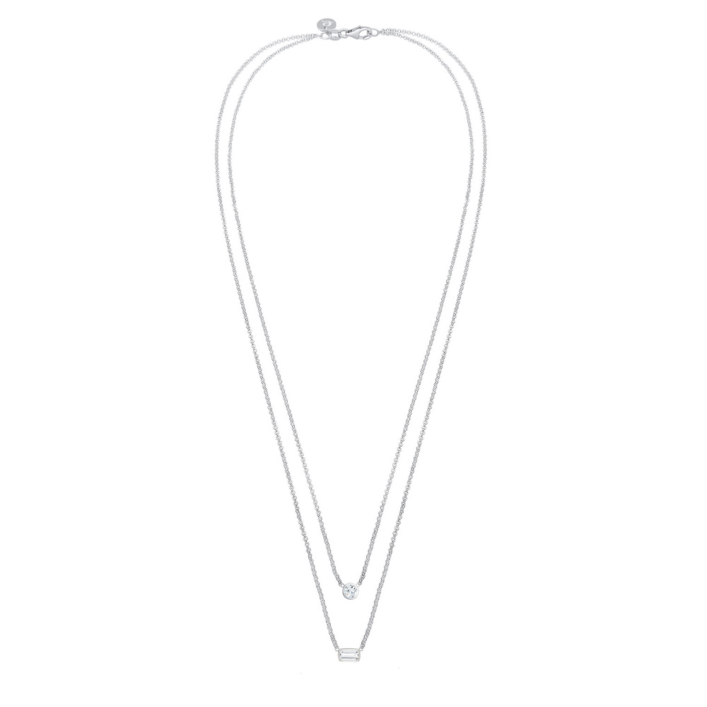Elli PREMIUM Elli PREMIUM Collier Layer Rechteck Geo Topas Edelstein 925er Silber collier