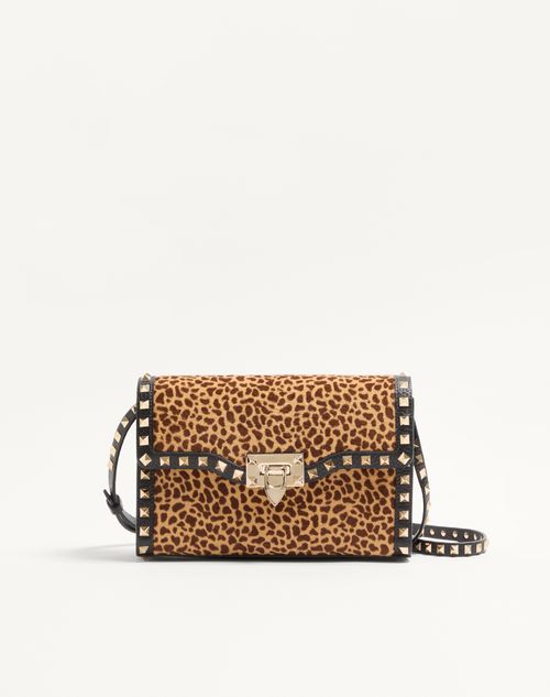Valentino Garavani Rockstud Lille Crossbody-taske i dyreprint med hesteskindseffekt i kalveskind