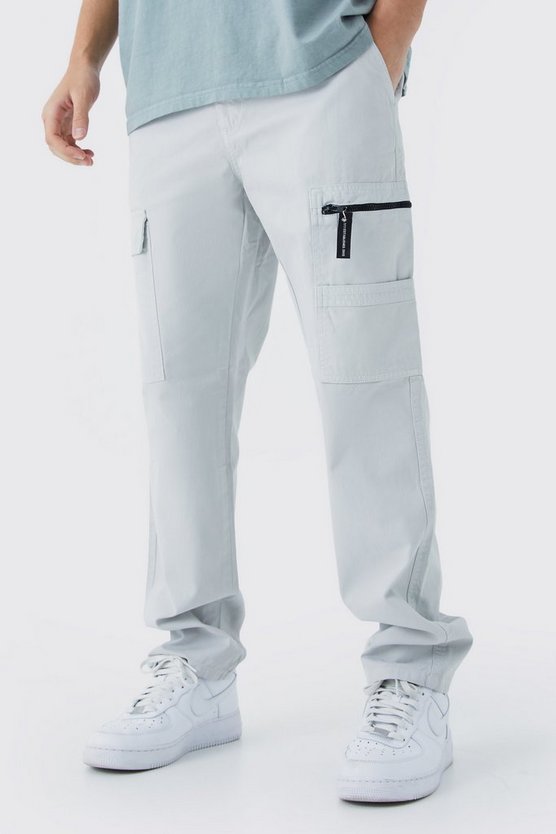 Cargo-Hose mit geradem Bein und Pullover mit Logo-Reißverschluss