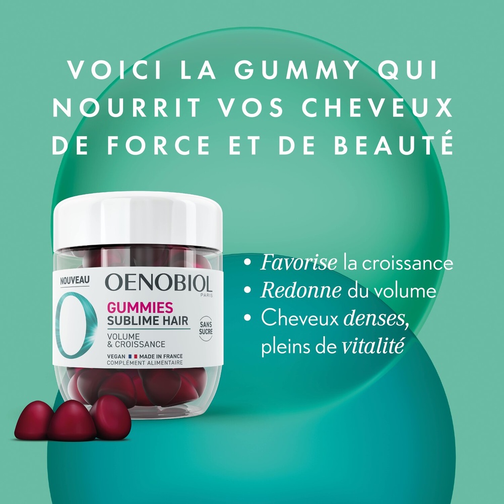 oenobiol Gummies Sublime Hair Volume & Croissance Complément alimentaire Cheveux