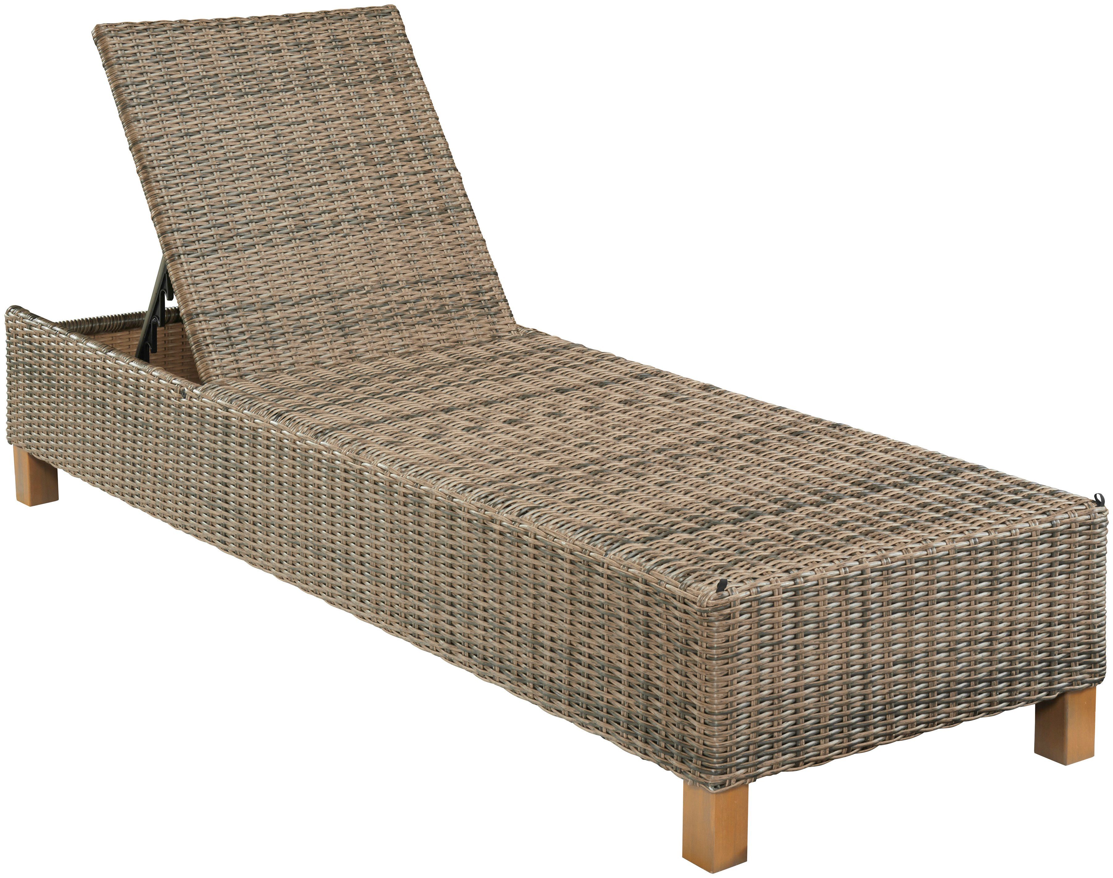 MERXX Gartenliege Toskana, Polyrattan/Akazie, inkl. Auflage