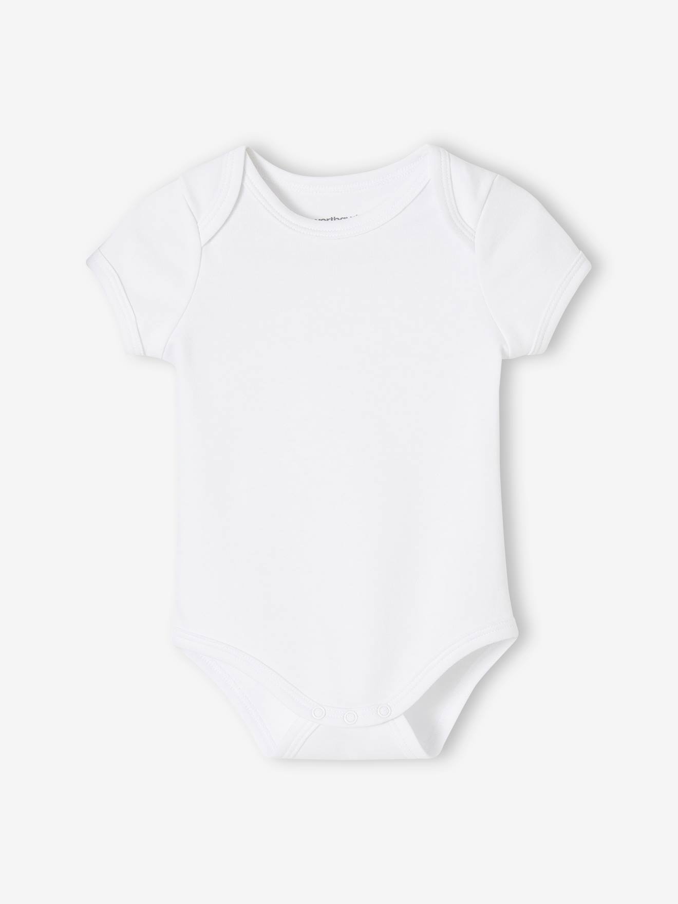 Vertbaudet 5er-Pack Baby Kurzarm-Bodys in Schlupfform BASIC Oeko-Tex - pack weiß