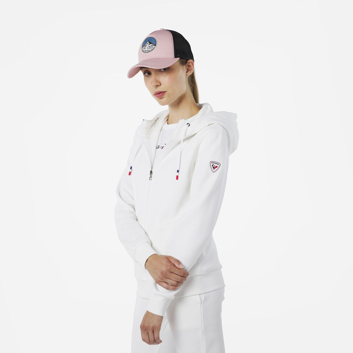 Logo Damensweatshirt mit Kapuze und durchgehendem Reißverschluss