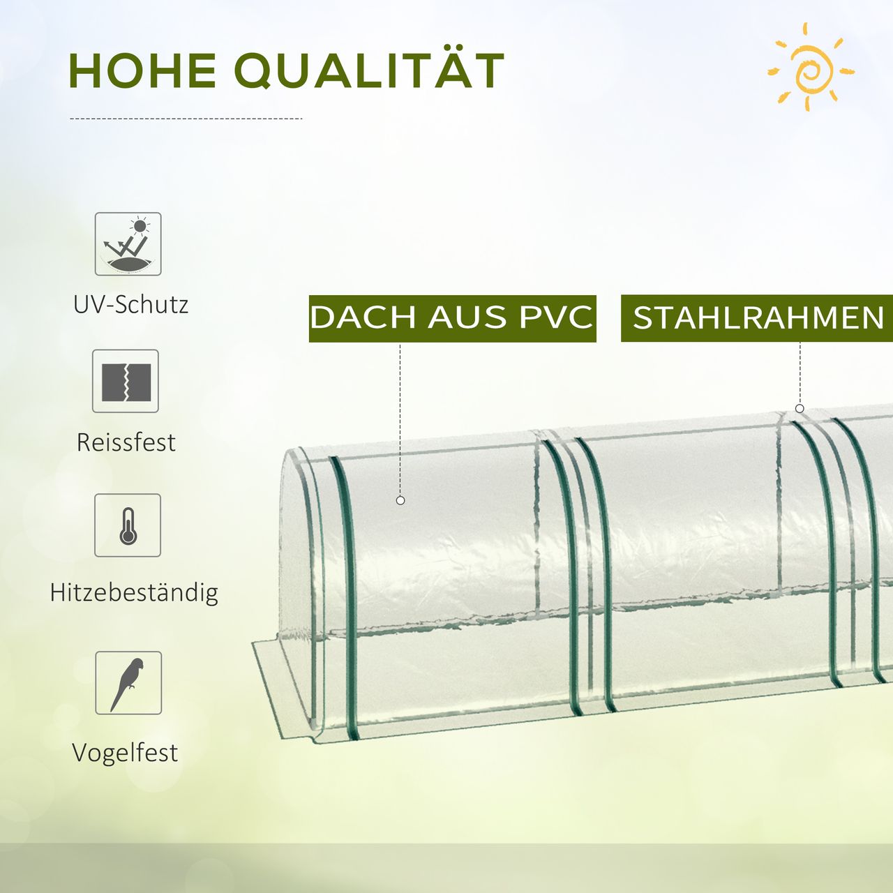 Outsunny Foliengewächshaus Treibhaus Frühbeet Tür Pflanzenaufzucht Folie