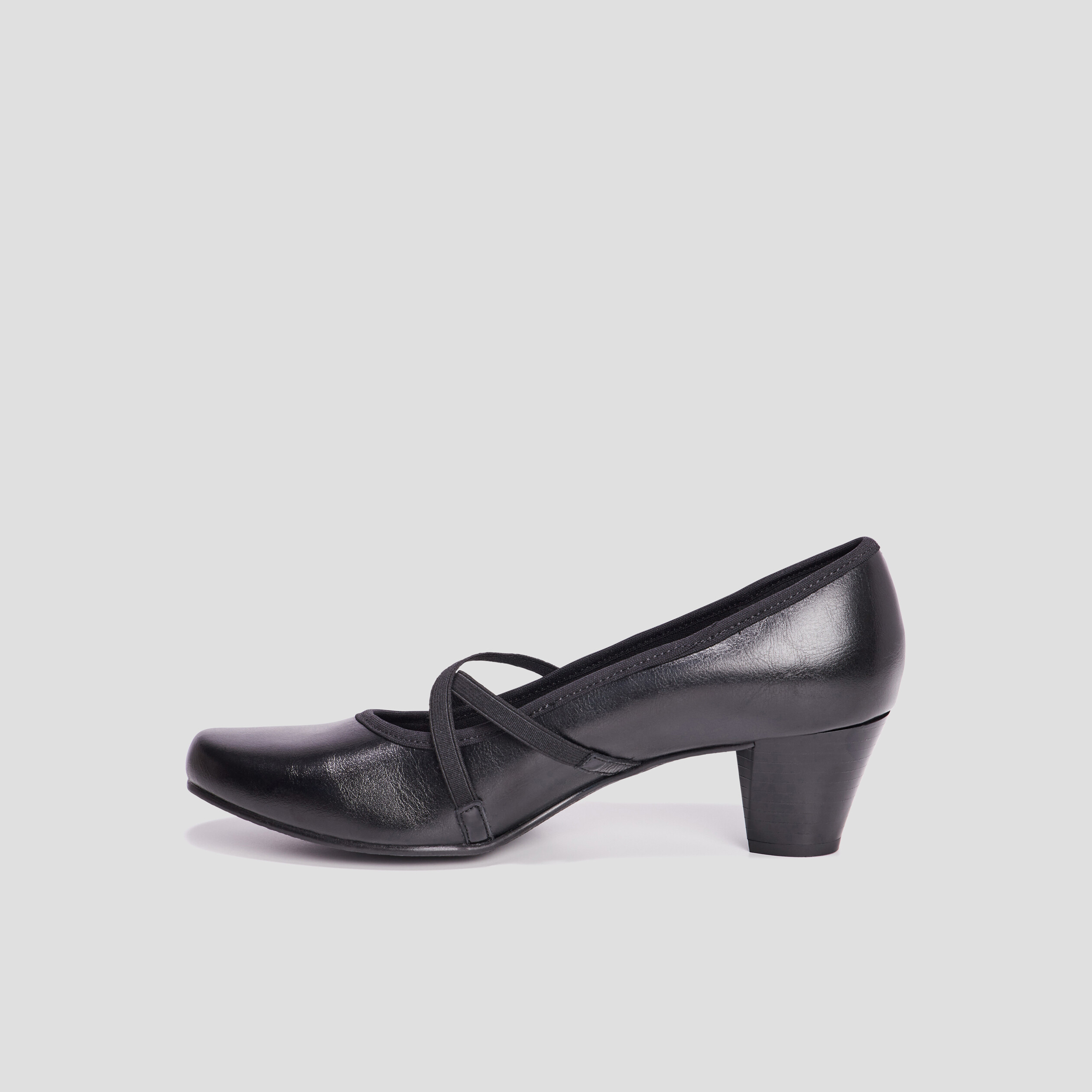 Escarpins confort à talons en cuir noir femme | La Halle