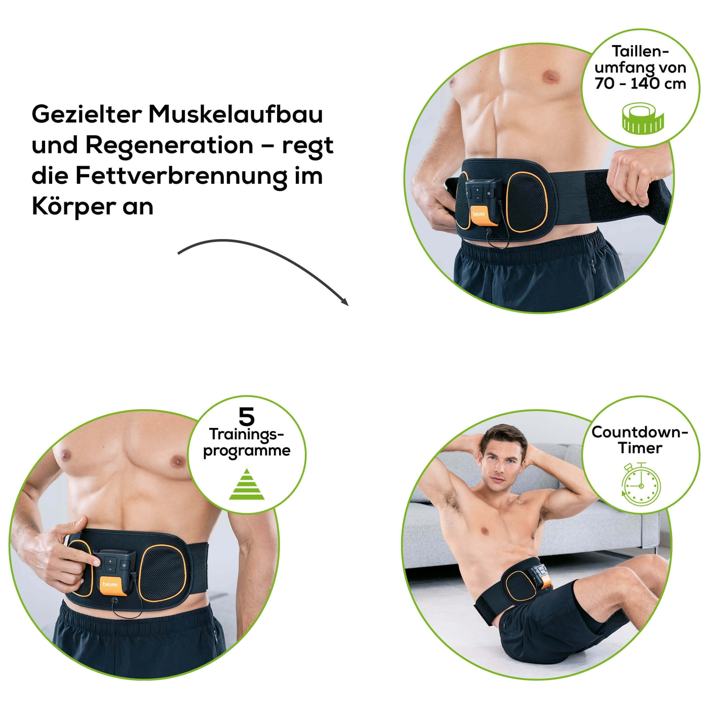Beurer Bauchmuskel-Gürtel EM 32-EMS-Bauchmuskel-Gürtel für gezielten Muskelaufbau & Regeneration