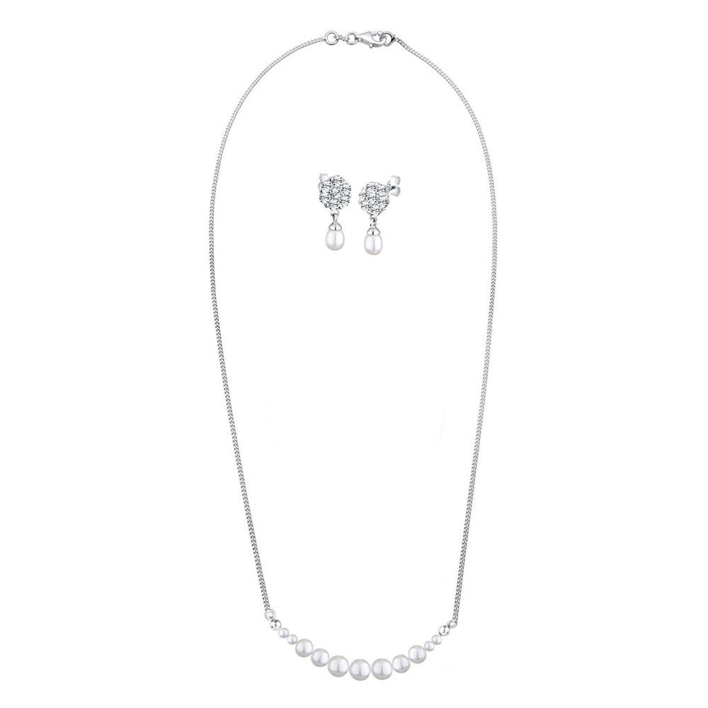 Elli PREMIUM Elli PREMIUM Ensemble de Bijoux Femme Ensemble Classique avec Cristaux en Argent  Bijoux