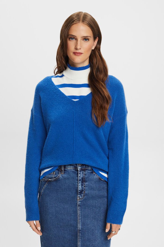 Wollmix-Pullover mit V-Ausschnitt