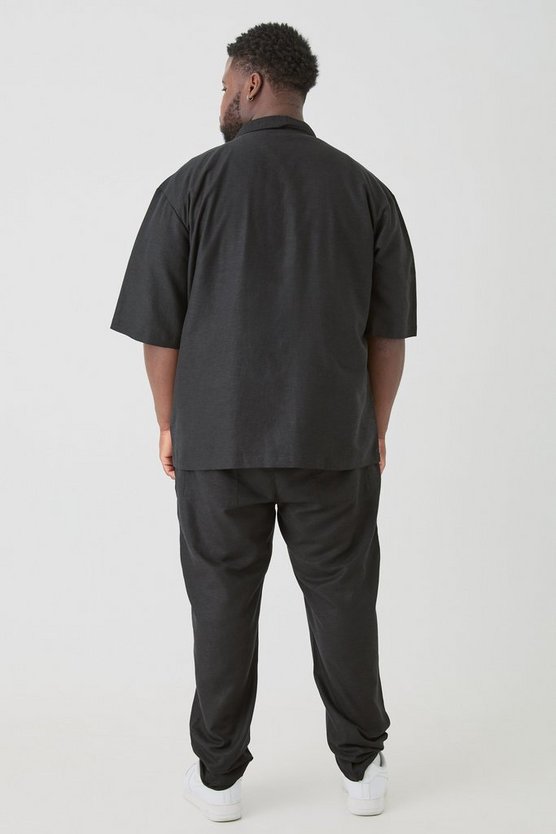 Plus schmale Leinen-Hose mit elastischem Bund