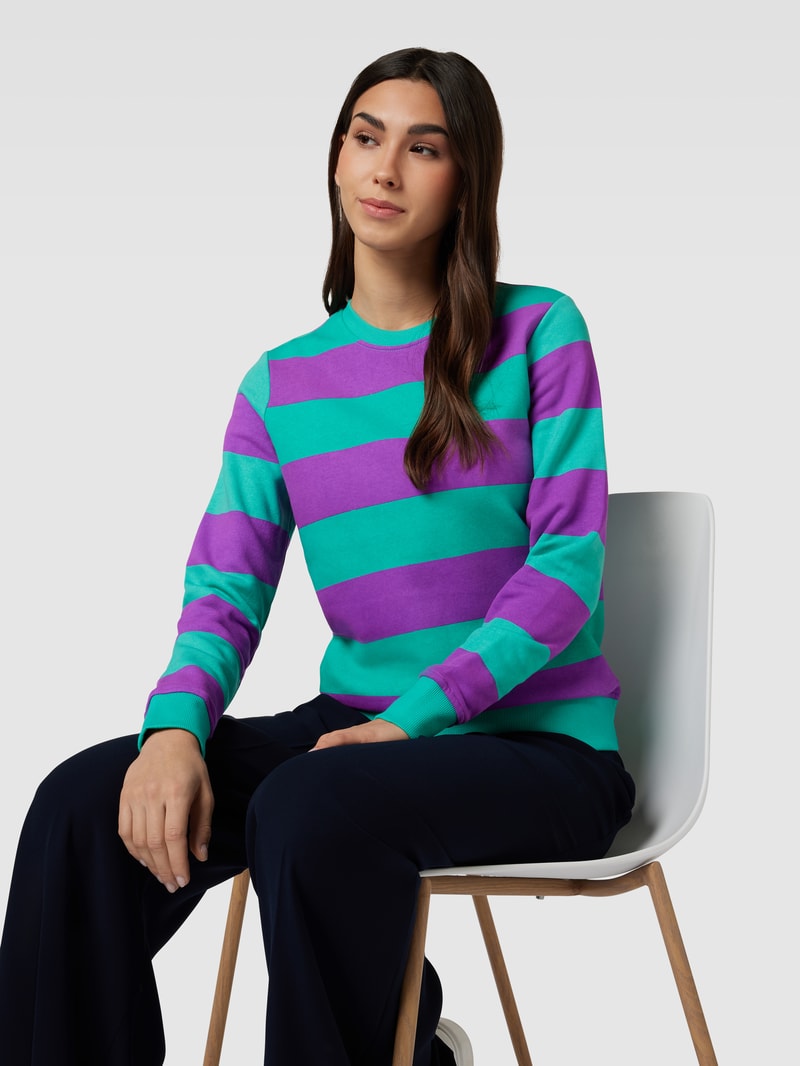 Sweatshirt mit Blockstreifen in apfelgrün