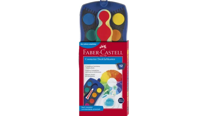 FABER-CASTELL Farbkasten Connector 12 Farben blau