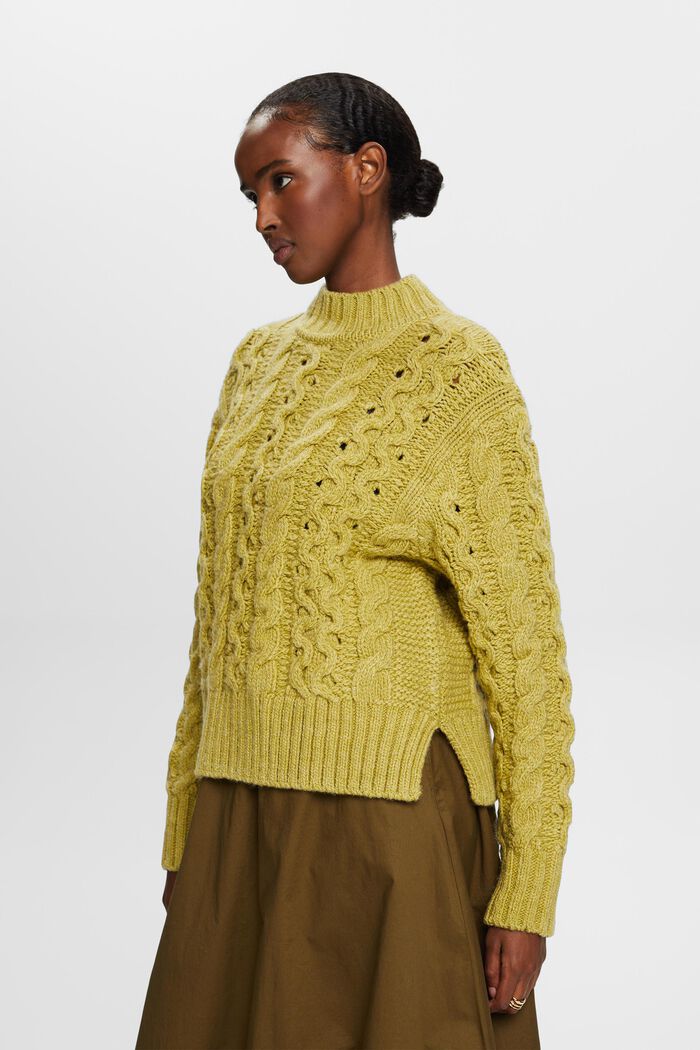 Zopfstrickpullover aus Wollmix
