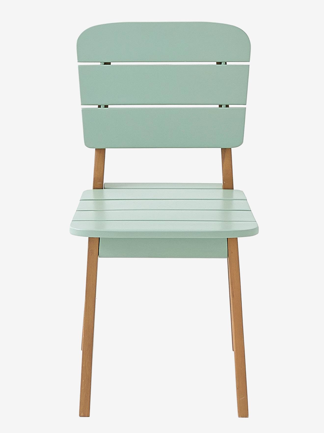 Vertbaudet Kinder Stuhl TROPICOOL, Sitzhöhe 30 cm - mint/natur