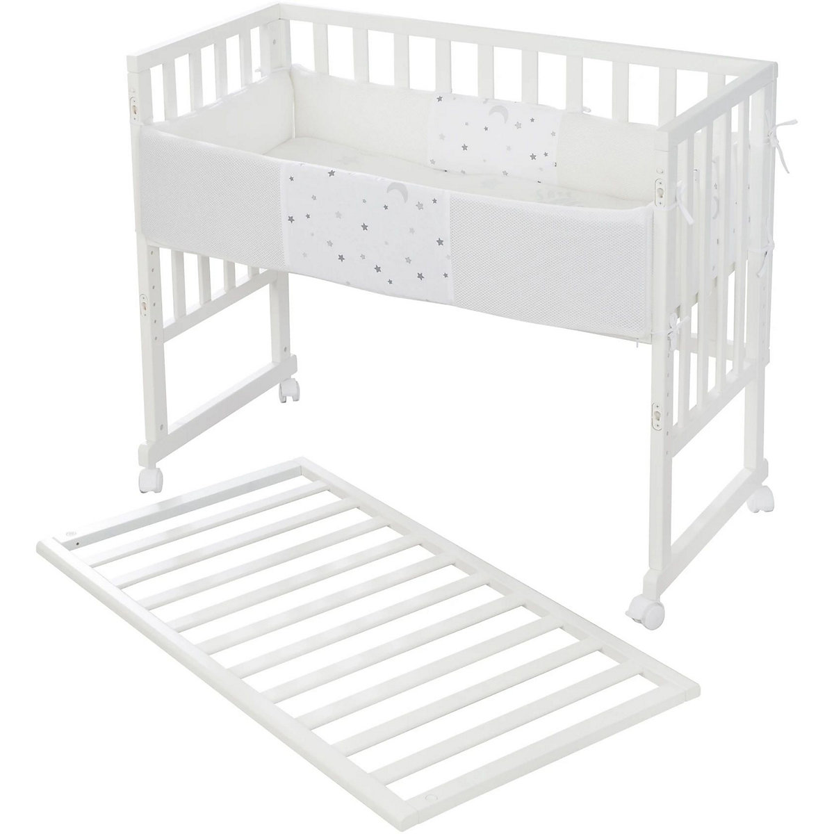 Stuben- & Beistellbett 3in1 mit Barriere roba Style grau