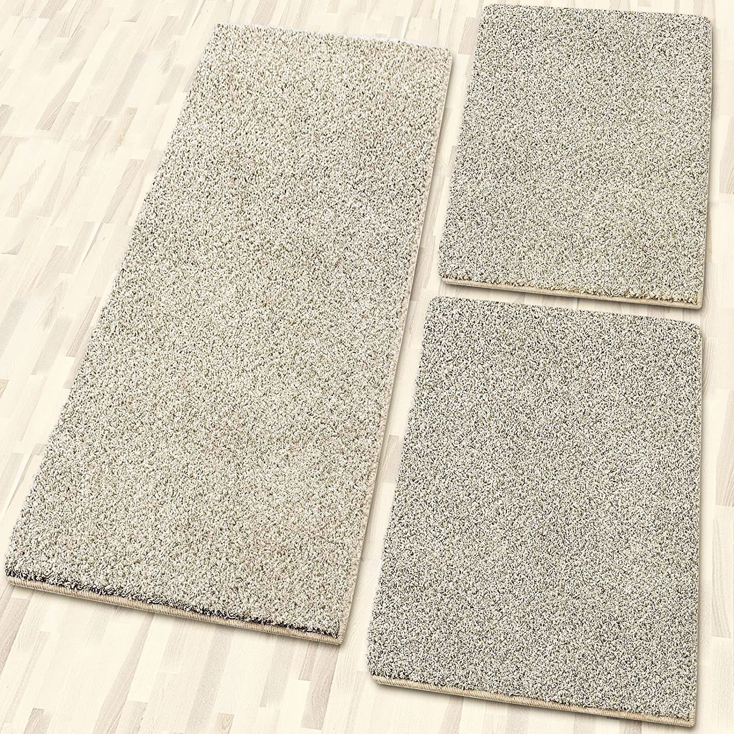 Hochflor-Bettumrandung Sphinx, 11 Farben, Teppichläufer, ideal im Schlafzimmer casa pura, Höhe 9 mm, (3-tlg), Shaggy