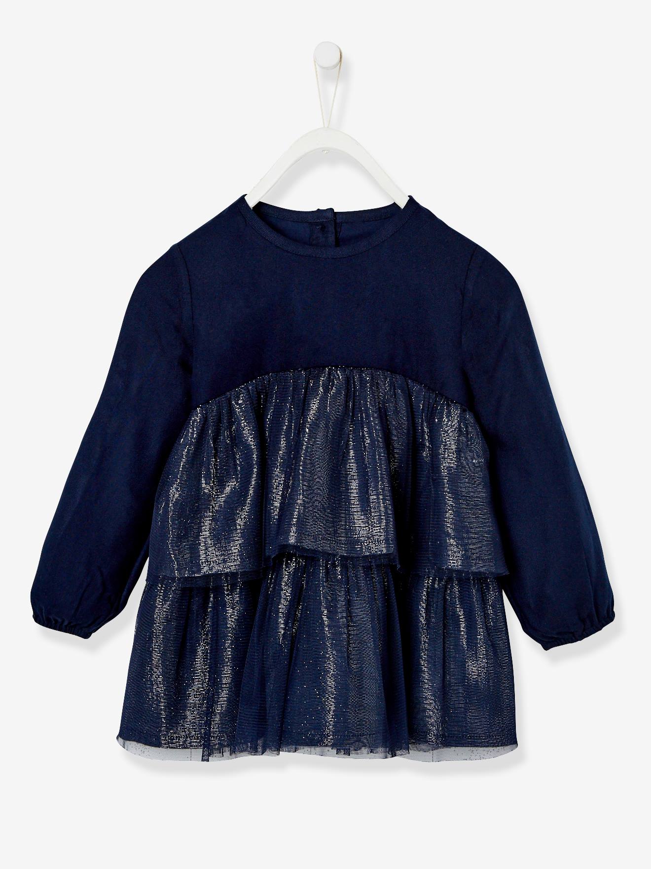 Robe de fêtes bébé avec paillettes bleu encre