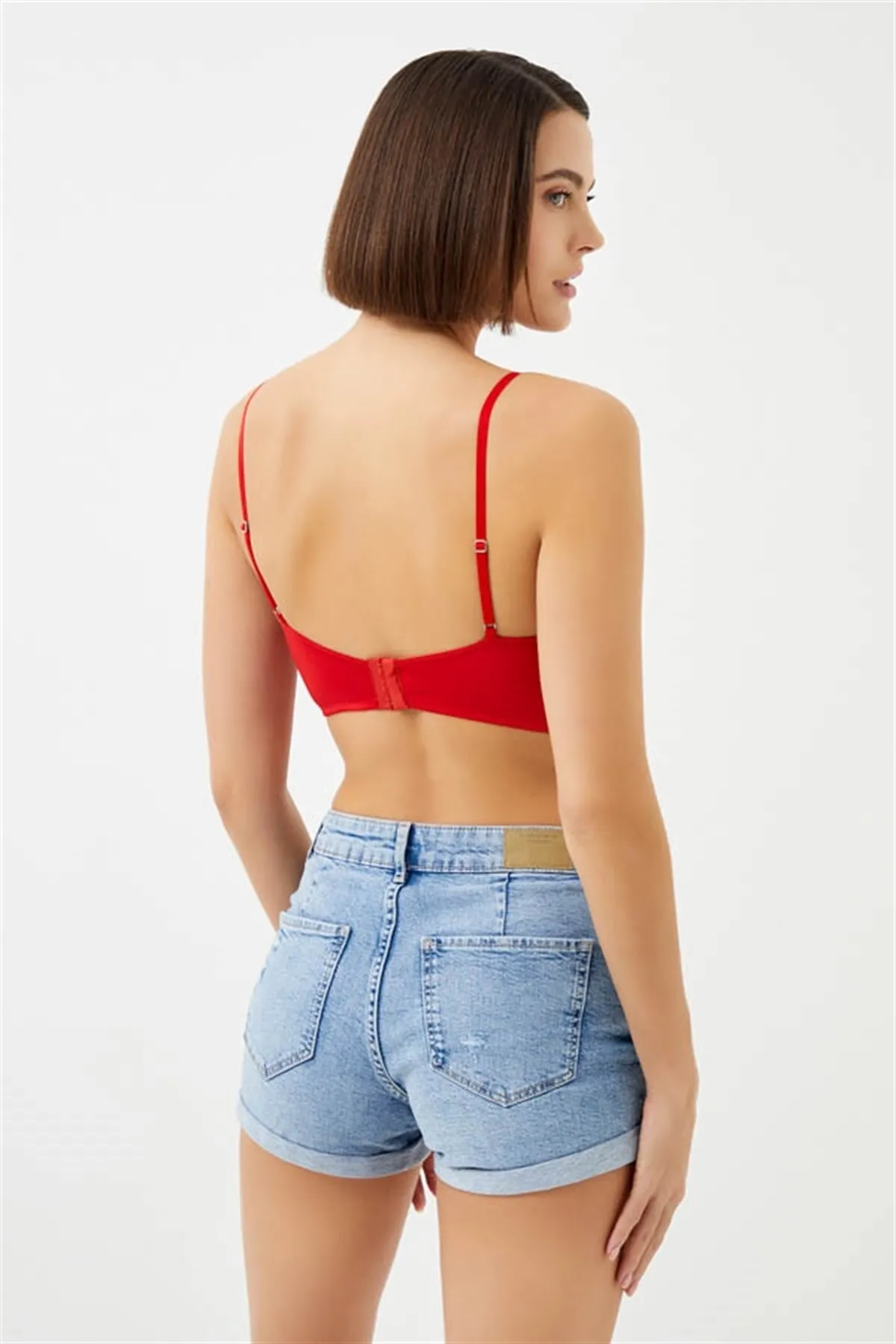 Cottonhill  Roter, gepunkteter, verstellbarer Bügel-Bralette-BH aus Tüll mit Bügel für Damen