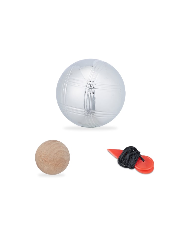 relaxdays 6-teiliges Boule Kugeln Set in Silber/ Schwarz günstig kaufen onesize