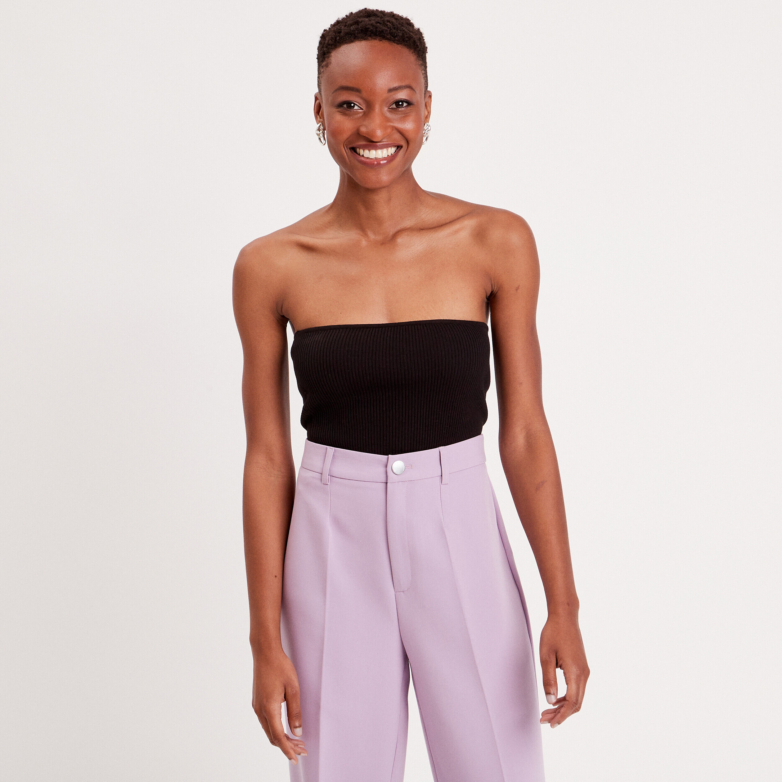 Crop top pull bustier noir femme | Cache Cache