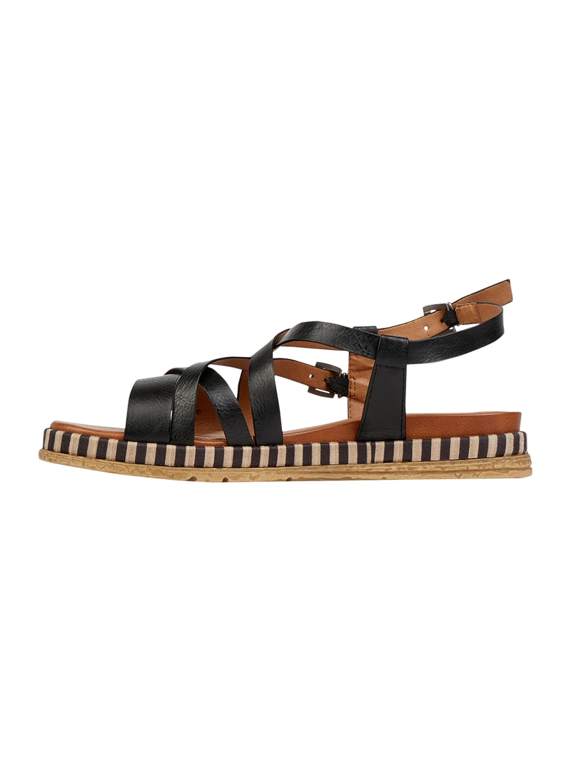Sandalen in Leder-Optik in schwarz