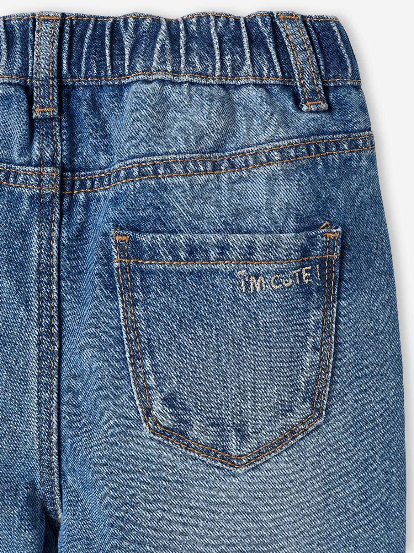 Vertbaudet Mädchen Mom-Fit-Jeans, WATERLESS Hüftweite REGULAR - jeansblau