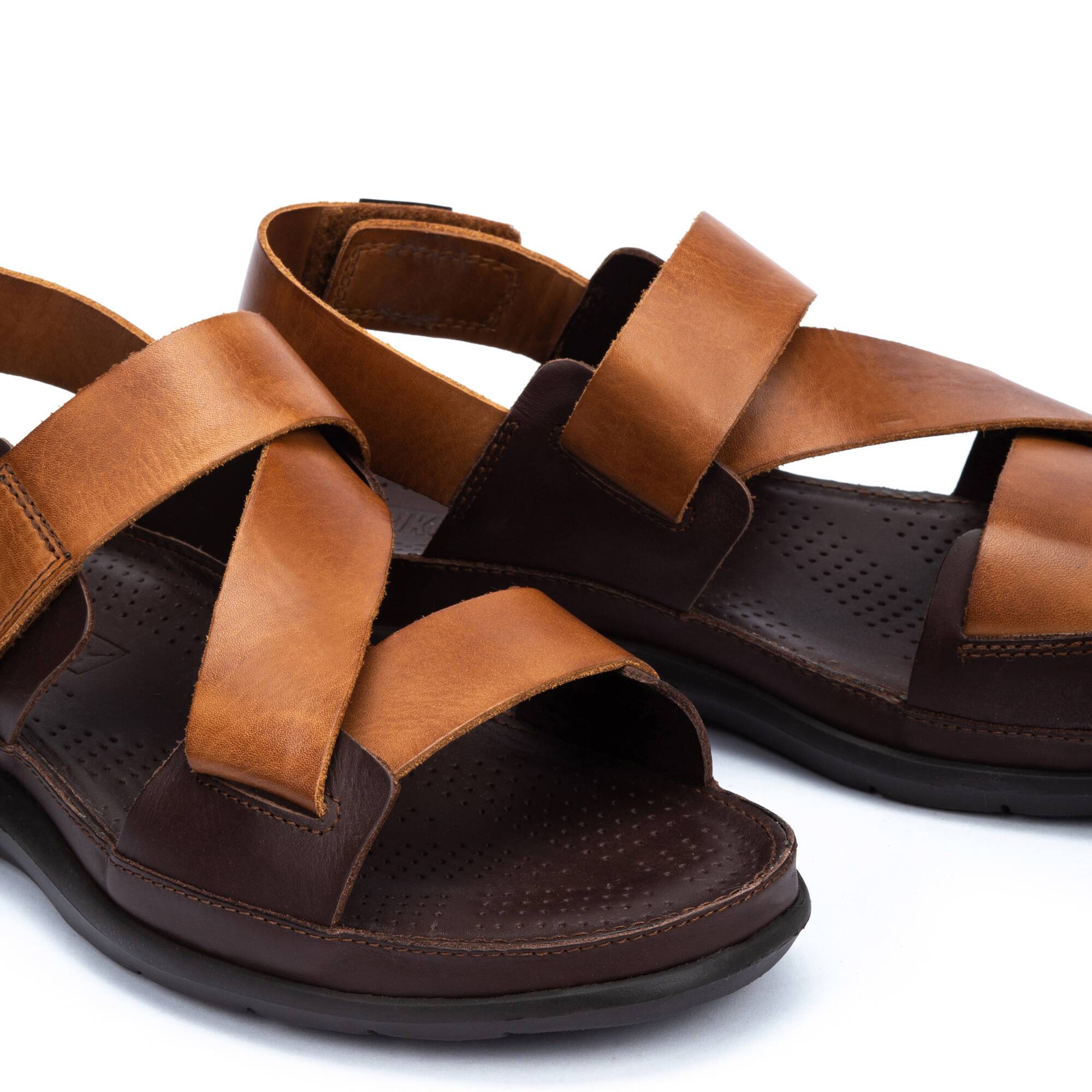 Sandały męskie skórzane z zapięciem na rzepy - BRANDY