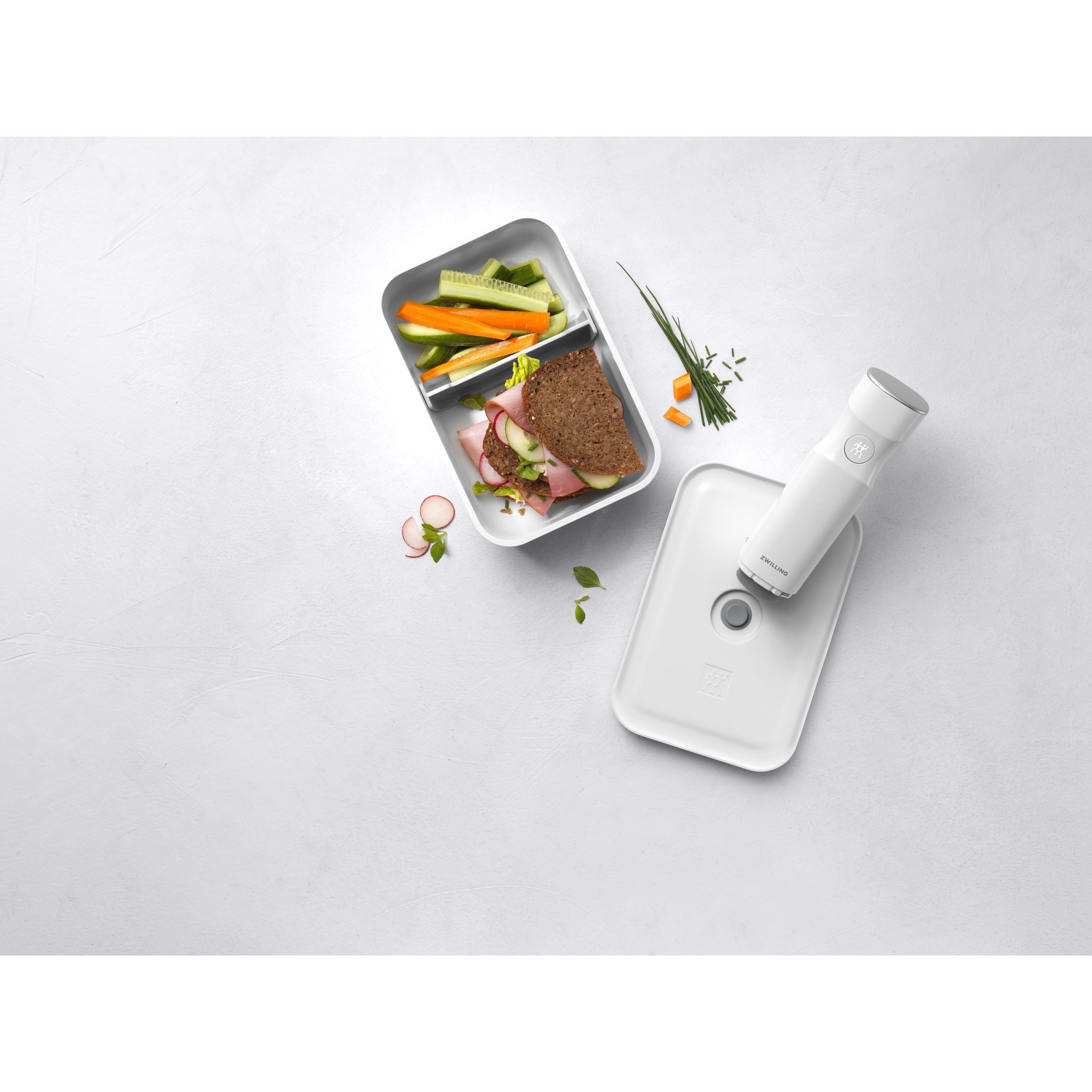 Vakuum Lunchbox L, Kunststoff, Weiß-grau