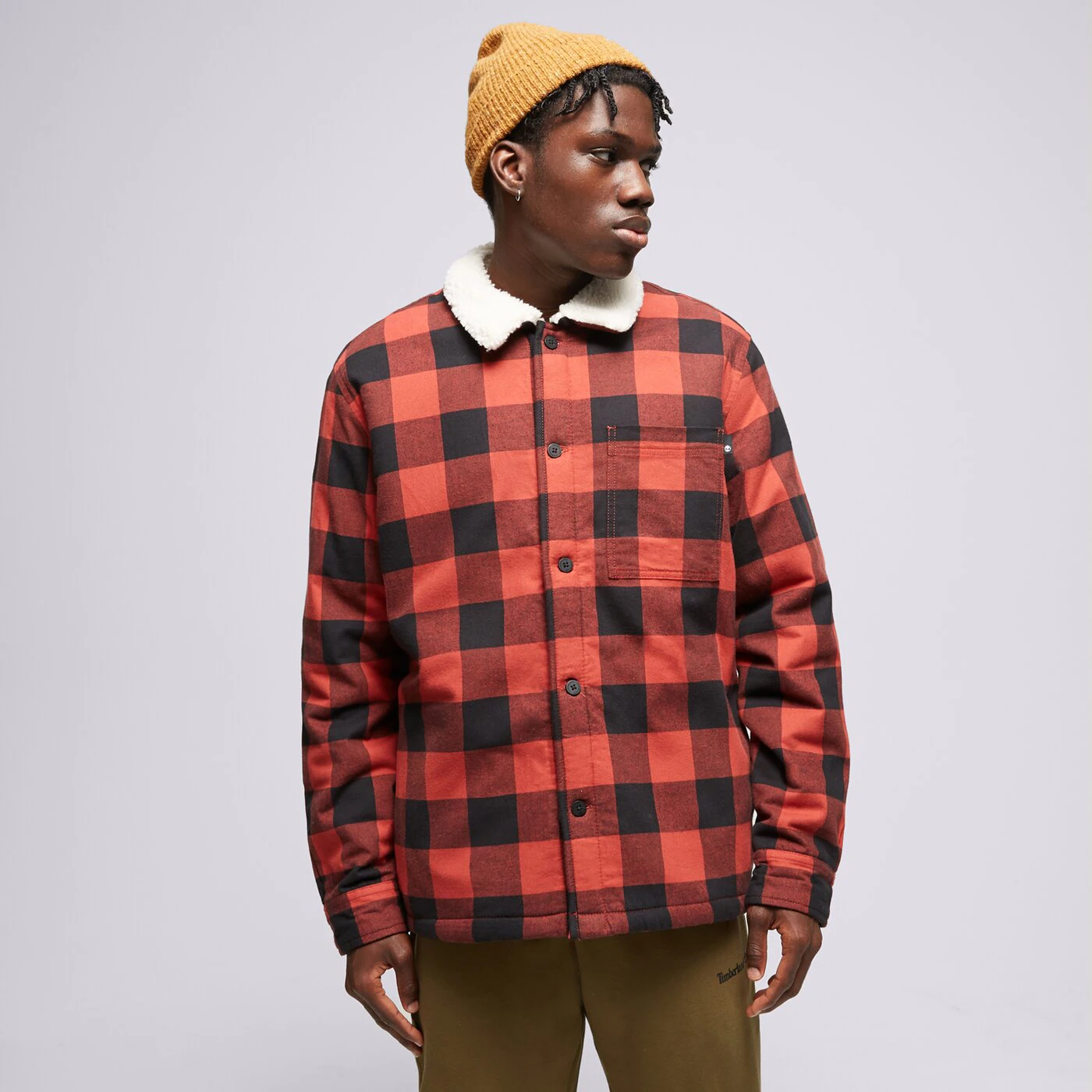 TIMBERLAND JACKE BUFFALO PLAID SHERPA LINED Rot