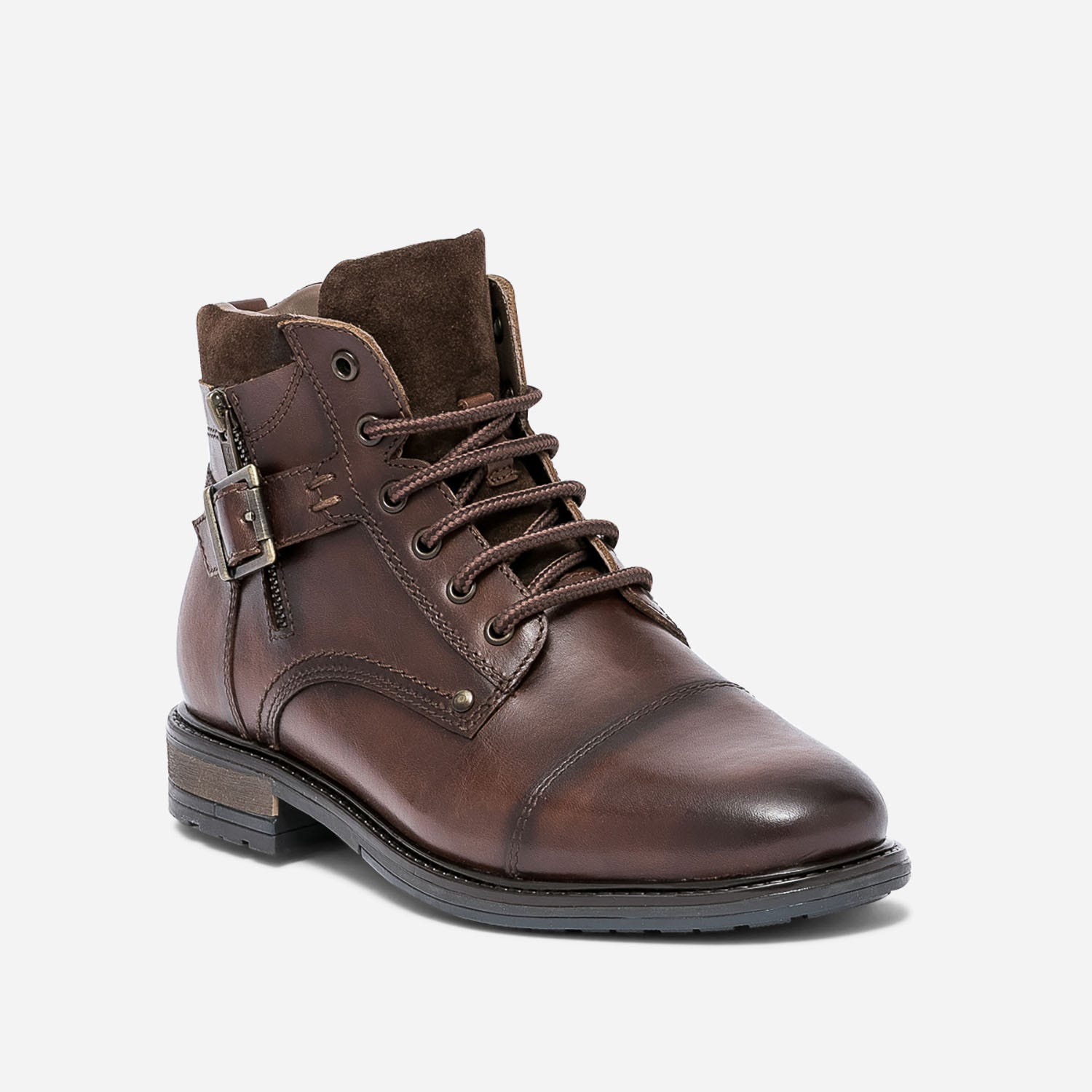 Boots à lacet marron en cuir