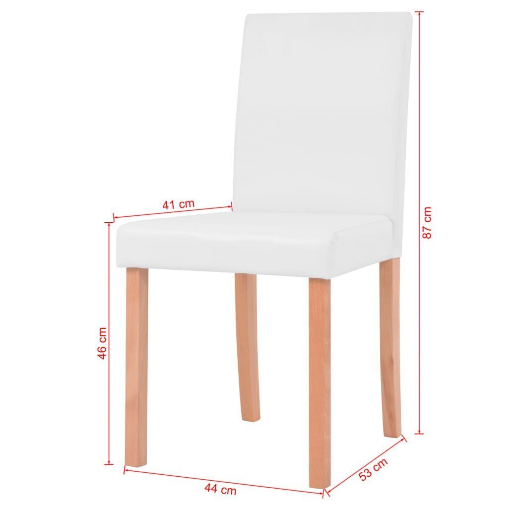 vidaXL Esszimmer-Set Esszimmertisch und Stühle 5-tlg. Kunstleder Eiche Cremeweiß