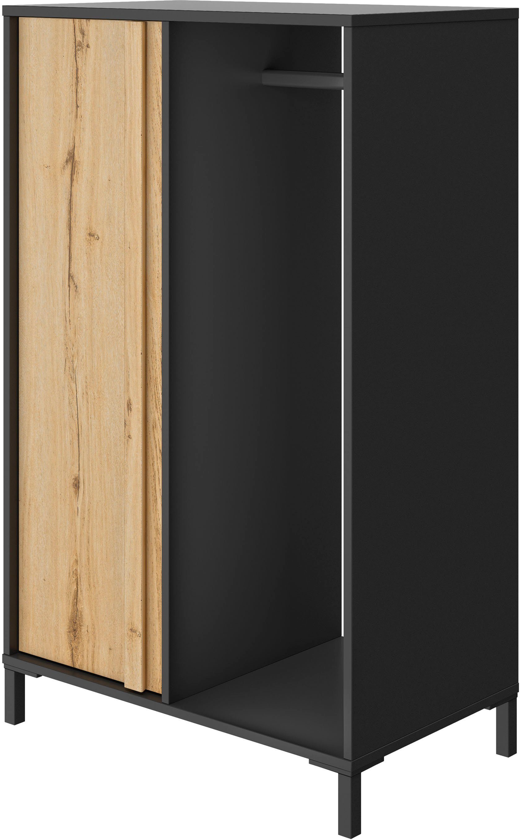 Gami Schlafzimmer-Set Mimizan, (4-St., Bett, 2x Nachttische, Kleiderschrank, Kommode, Garderobenschrank)