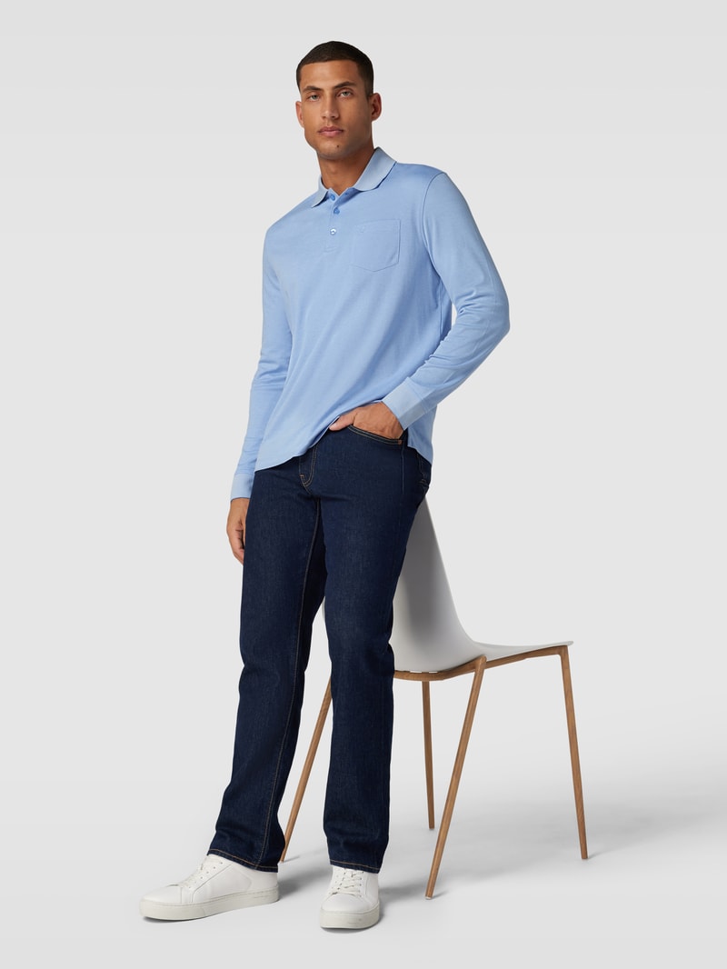 Poloshirt mit Brusttasche in hellblau