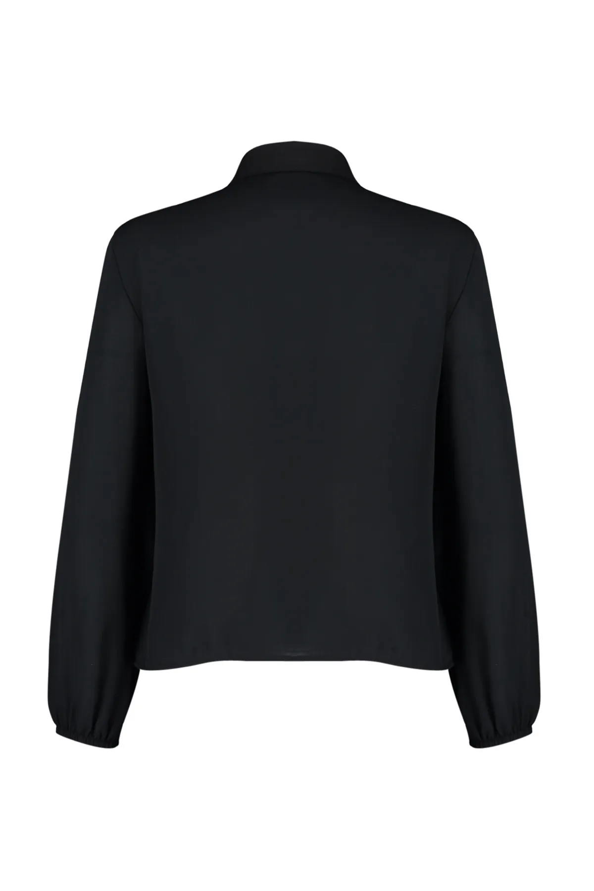 Trendyol Collection  Schwarzes gewebtes Hemd – abnehmbare Schleife, Regular Fit TWOAW24GO00164