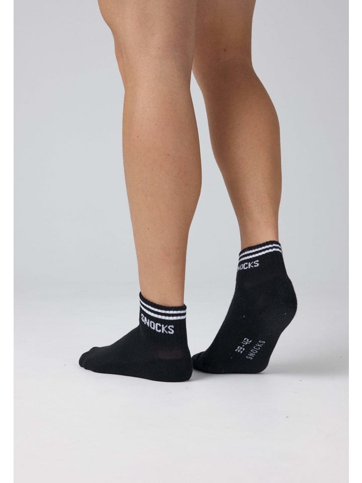 SNOCKS Retro Sneaker Socken aus Bio-Baumwolle 4 Paar in Schwarz (Streifen) günstig kaufen