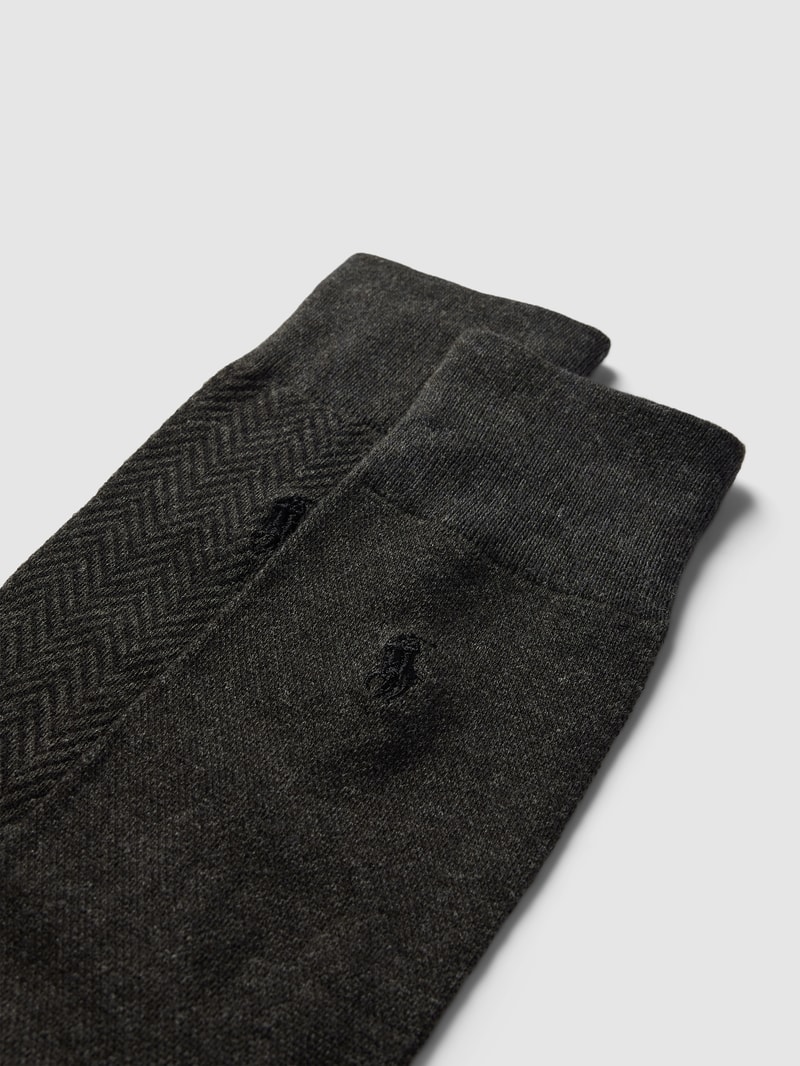 Socken mit grafischem Muster im 2er-Pack in anthrazit meliert