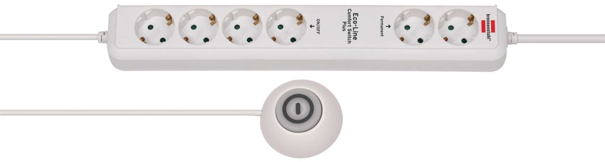 Brennenstuhl 1159560216 Eco-Line Steckdosenleiste Comfort Switch Plus EL CSP 24 6-fach weiß 1,5 m H05VV-F 3G1.5 2 permanente, 4 schaltbare externe Fußschalter