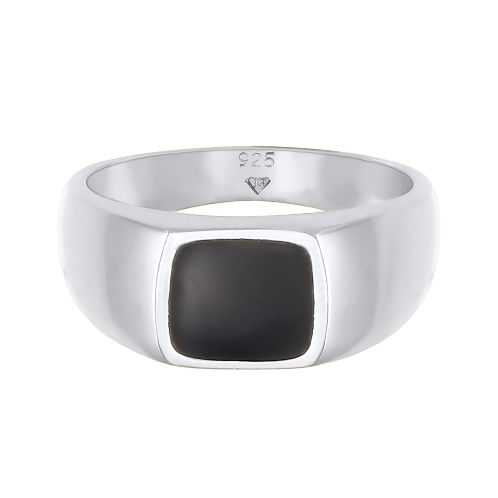 Elli Elli Bague Bague de dame en émail rectangulaire classique en argent sterling 925 Bague