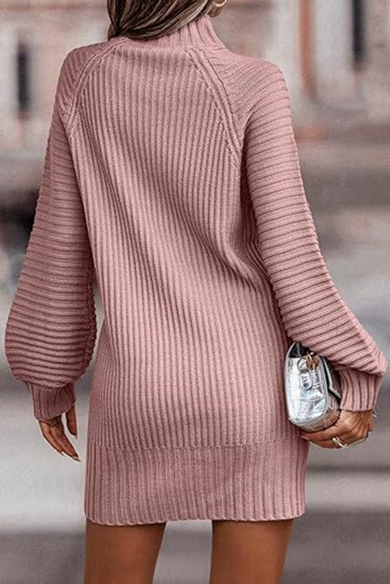 B.X Strickkleid Damen Minikleid Strickpullover Langarm Große Größen, Elegant