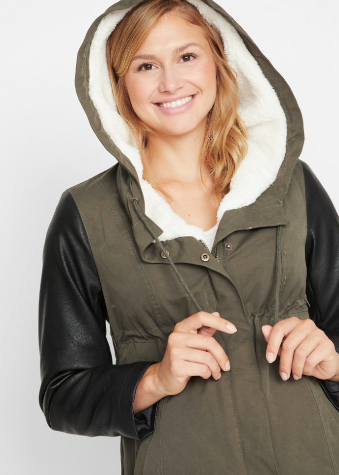Umstandsjacke mit Teddyfutter / Tragejacke