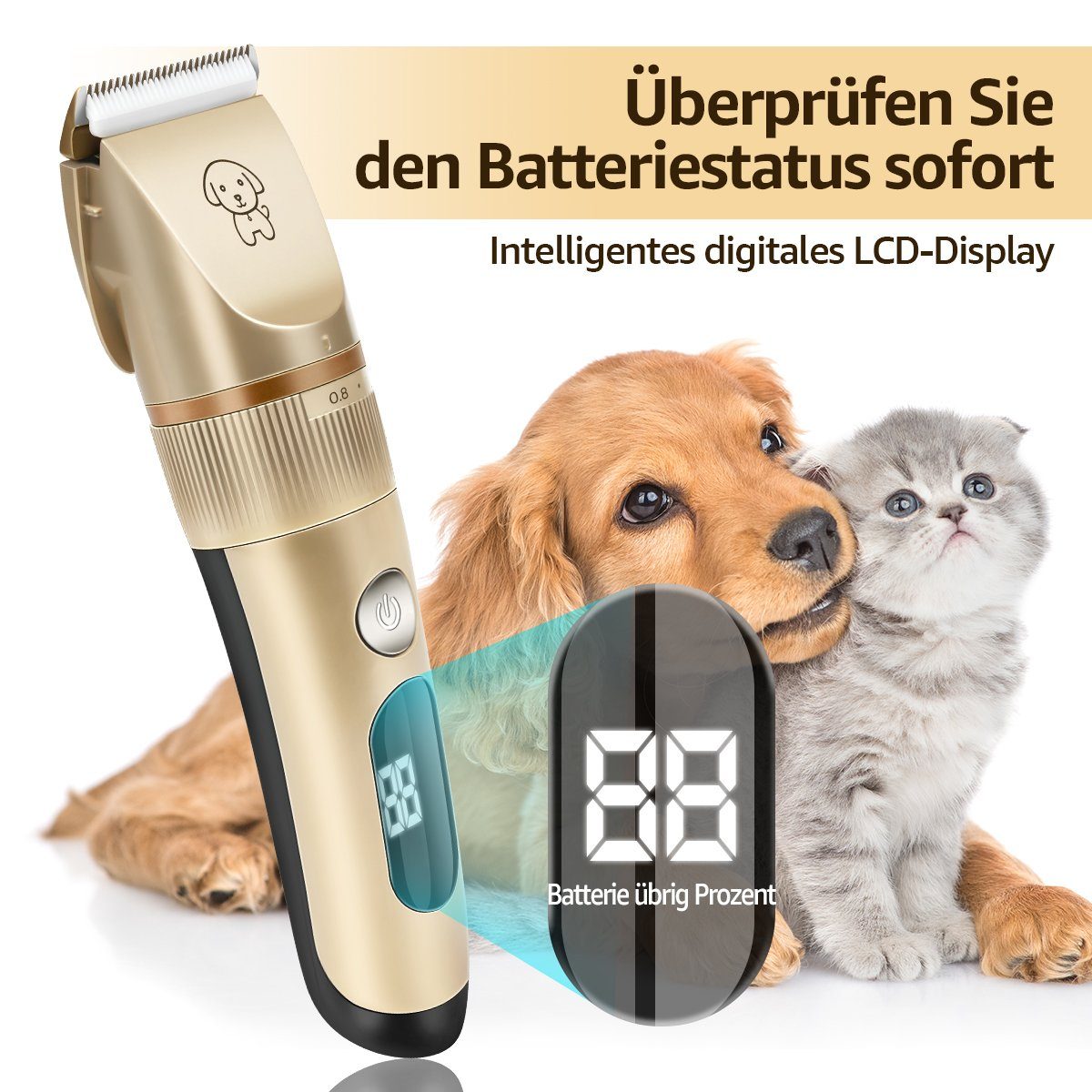 7Magic Hundeschermaschine, Pferdeschermaschine, Leiser Tierhaarschneider für Hund und Katze