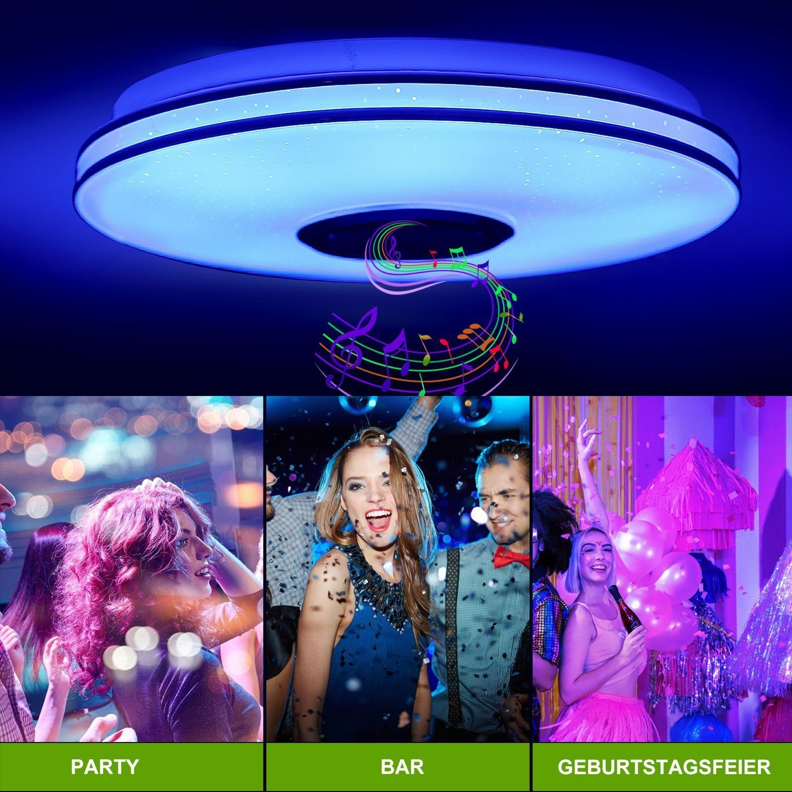 iscooter Deckenleuchte 36W RGB LED Deckenleuchten Dimmbar Bluetooth APP IP44