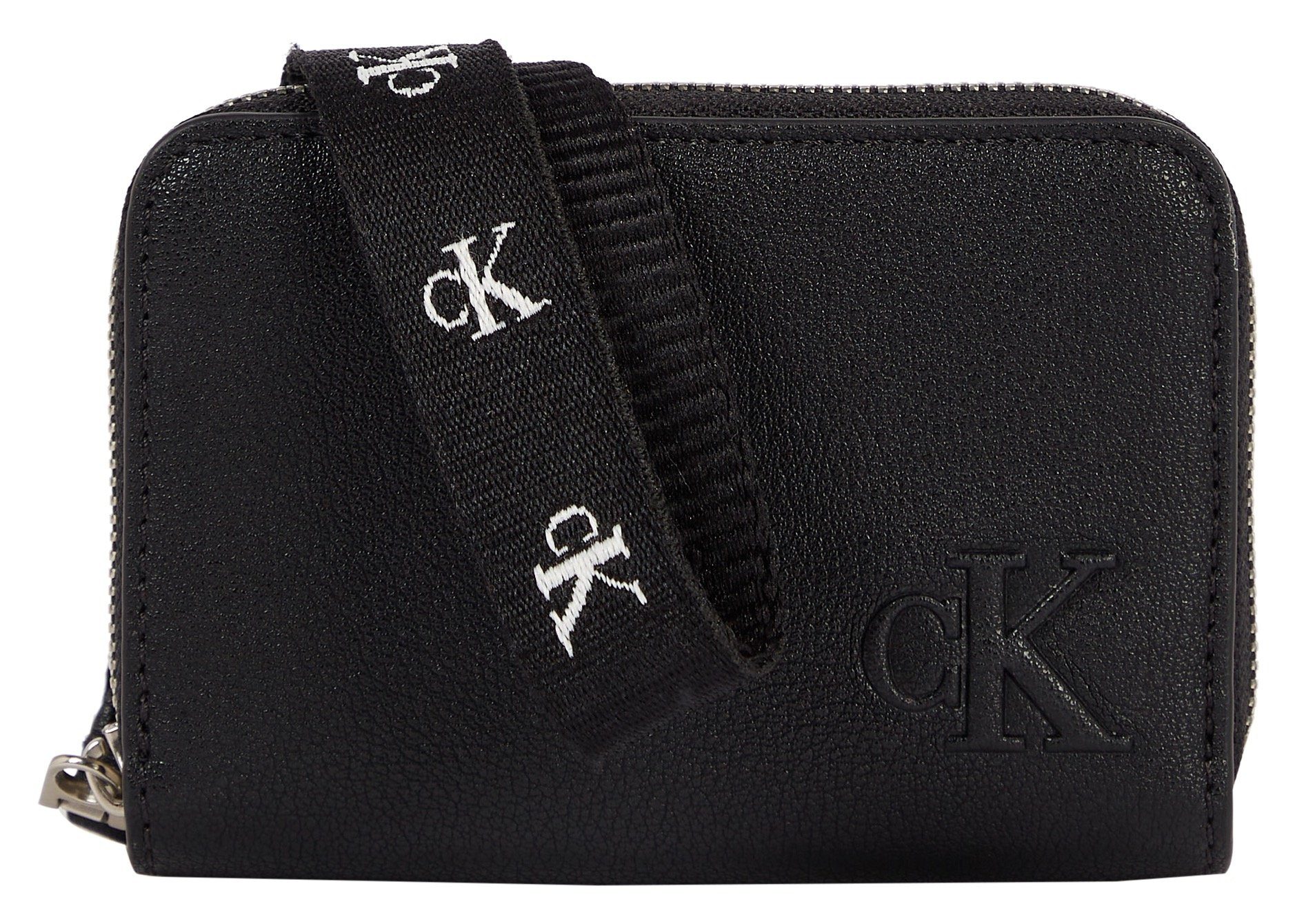Calvin Klein Jeans Geldbörse ULTRALIGHT MED ZA W/WRISTLET PU, mit dezentem Markenlogo vorne