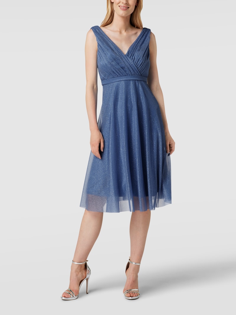 Cocktailkleid mit Taillenpasse in bleu
