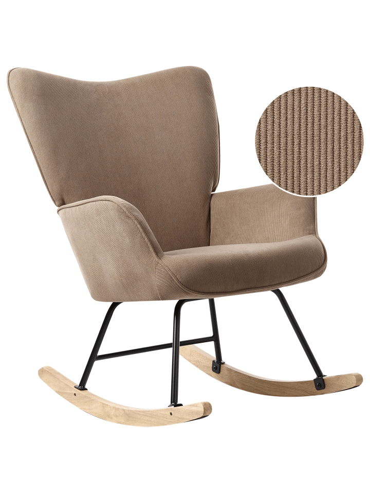 Beliani Schaukelsessel ARSET in Beige/Schwarz/Heller Holzfarbton günstig kaufen onesize